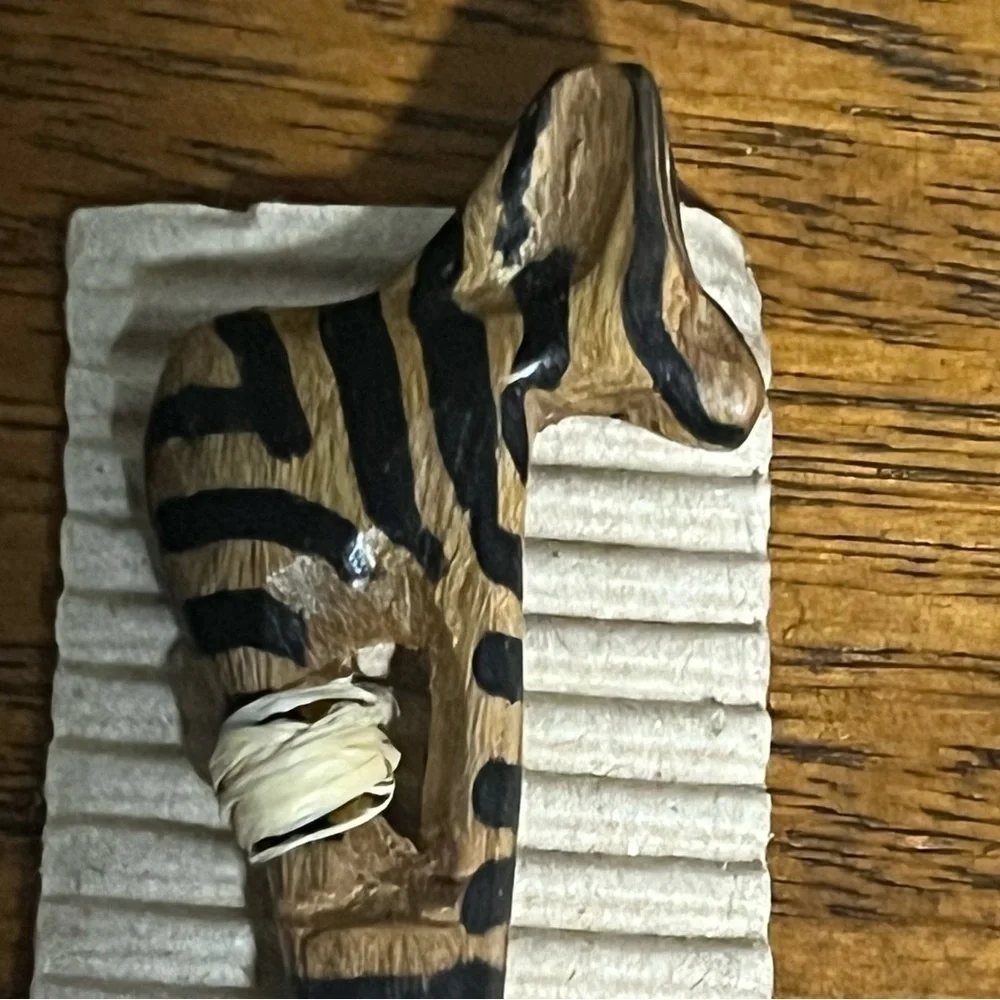 Hand carved small zebra wooden spoon.